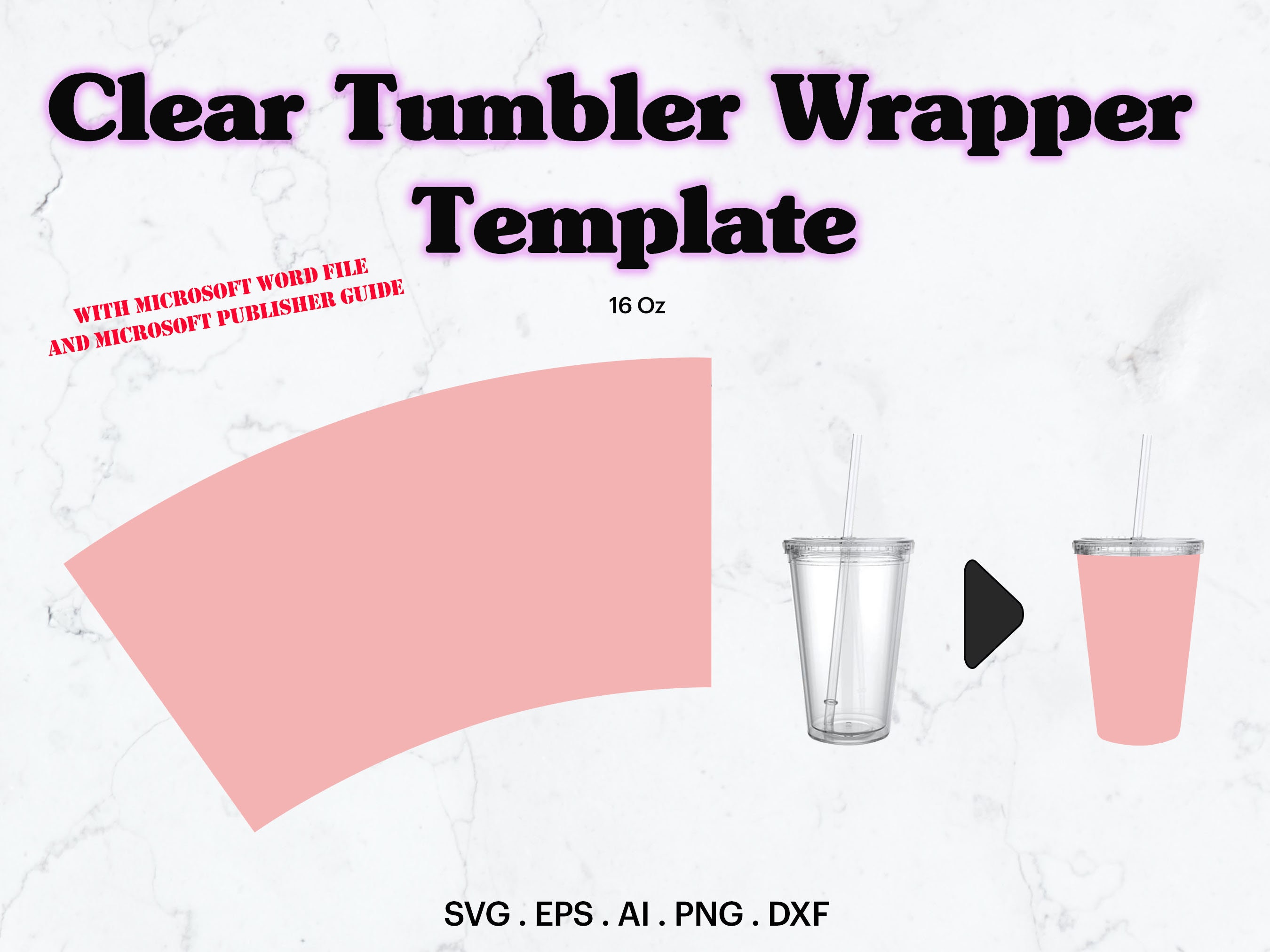 Clear Tumbler Blank Template SVG Plastic Tumbler 16 Oz Full Etsy