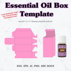Essential Oil Box Template SVG, Essential Oil Box size 2.5&quot; x 1&quot; x 1&quot; Template, Gift Box Party, 0.17 oz/5 ml Bottle, Cricut, Silhouette
