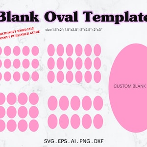 Blank Oval Label Template SVG, Blank Circle Sizes 1.5&quot;x2&quot;, 1.5&quot;x2.5&quot;, 2&quot;x2.5&quot; and 2&quot;x3&quot;, Personalized Oval Label Sticker, Cricut, Silhouette