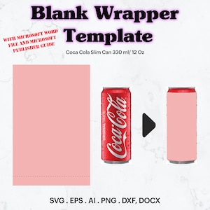 Cola Slim Can Blank Wrapper Template SVG, 330 ml/ 12 oz Slim Can Label Template, Slim Can Wrapper Template, Cricut, Silhouette