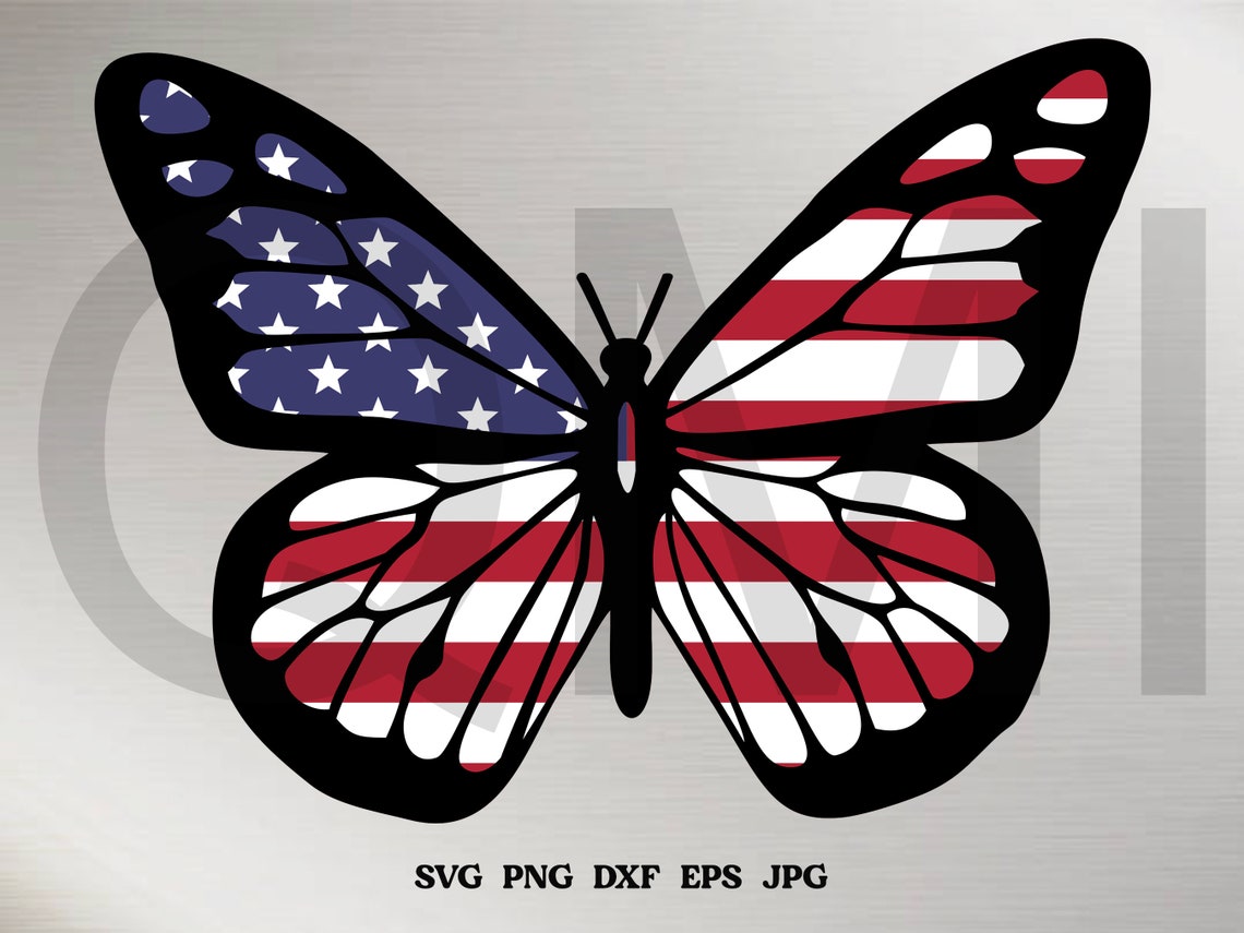 American Flag Butterfly Clipart American Flag on Butterfly Etsy