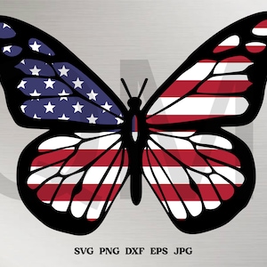 American Flag Butterfly Clipart, Amerikaanse vlag op Butterfly Png, 4 juli Svg, Independence Day Shirt, Cricut, Silhouet
