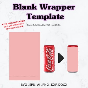 Cola Slim Can Blank Wrapper Template SVG, 250 ml/ 8.5 oz Slim Can Label Template, Slim Can Wrapper Template, Cricut, Silhouette