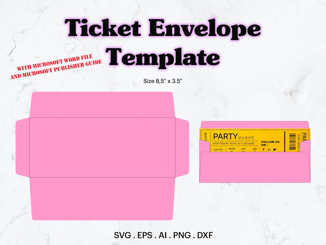 Ticket Envelope Template SVG Money Envelope Size 8.5 X Etsy