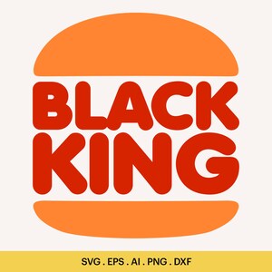May include: A red and orange logo with the text "BLACK KING" in a bold, rounded font. The logo is designed to look like a hamburger bun.