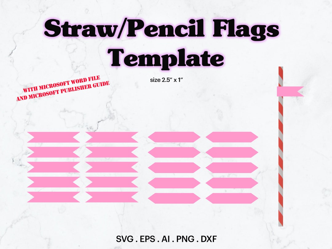 Straw 2 Flag Blank Template SVG, Pencil Flag Template. Blank Straw Flag ...