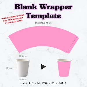 Paper Cup Template SVG, 7.5 oz Paper Cup Full Wrap Template Seamless, Paper Cup Template, Paper Cup Blank Template, Cricut, Silhouette