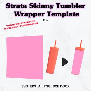Strata Skinny Tumbler Wrapper Template, Strata Skinny Cup 16 oz Template Seamless, Personalized Strata Skinny Cup Svg, Cricut, Silhouette