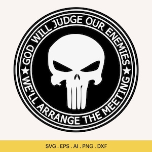Logo Punisher SVG, Cytaty Punisher Svg, Pliki do cięcia logo wojennego, Sylwetka Punisher Svg, Projekt logo Punisher, Cricut, Sylwetka
