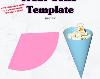 Treat Cone Template SVG, Treat Cone 7.55" Long Template, Treat Cone Party, Candy Cone Template, Paper Cone for Treat, Cricut, Silhouette