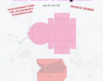 Gift Box Template SVG, Small Gift size 3" x 3" x 1.2" Template A4 Size, Birthday Favor, Party Supplies, Blank Template, Cricut, Silhouette