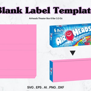 Candy Theater Box 6 Bars 3.3 Oz Blank Label Template SVG, Candy Wrapper svg, Birthday Party Favor, Personalized Candy, Cricut, Silhouette