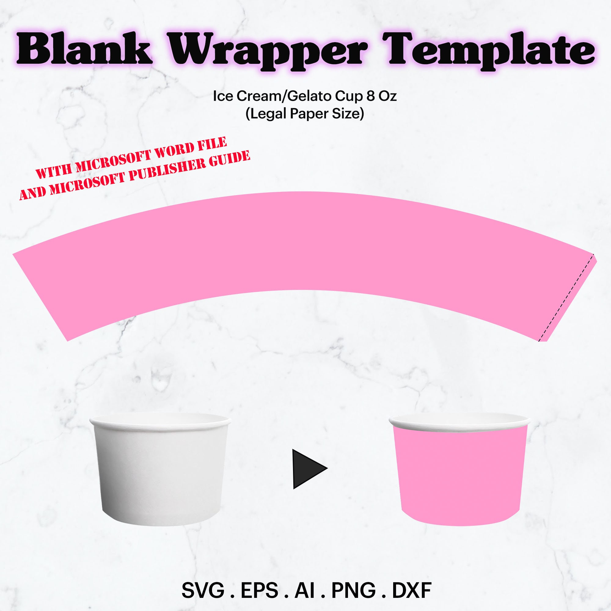 Ice Cream Cup Template SVG, 8 Oz Gelato Cup Full Wrap Template Seamless