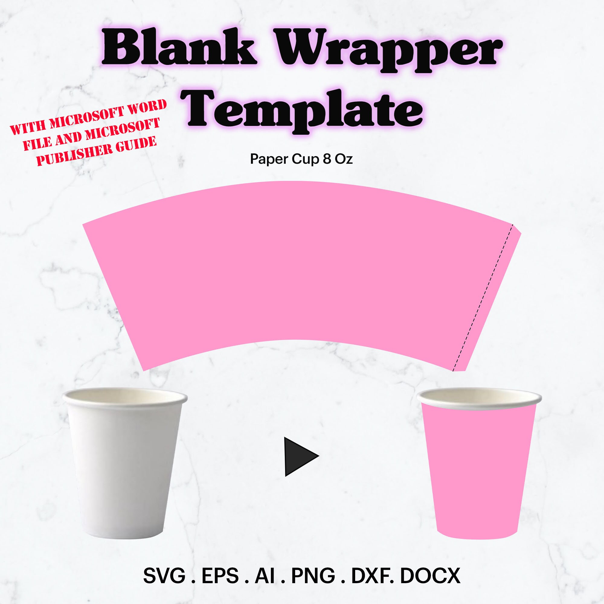 Paper Cup Template SVG, 8 Oz Paper Cup Full Wrap Template Seamless
