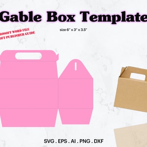 Gable Box Template SVG, Gable Box size 6" x 3" x 3.5" Template Seamless, Birthday Party Supplies Idea, Blank Template, Cricut, Silhouette