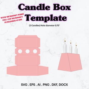 Modèle de boîte à bougies SVG, taille du bougeoir 2 x 4 po, taille du trou 0,75 po, pour une capacité de 3 bougies, menorah, bougie de Hanoucca, Cricut, Silhouette
