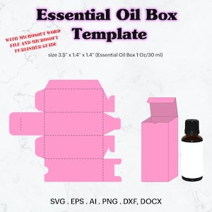 Ätherisches Öl Box SVG, Ätherisches Öl Box Größe 3,5 &quot;x 1,4&quot; x 1,4&quot; Vorlage, Geschenk Box Party, 1 fl oz/30 ml Flasche, Cricut, Silhouette