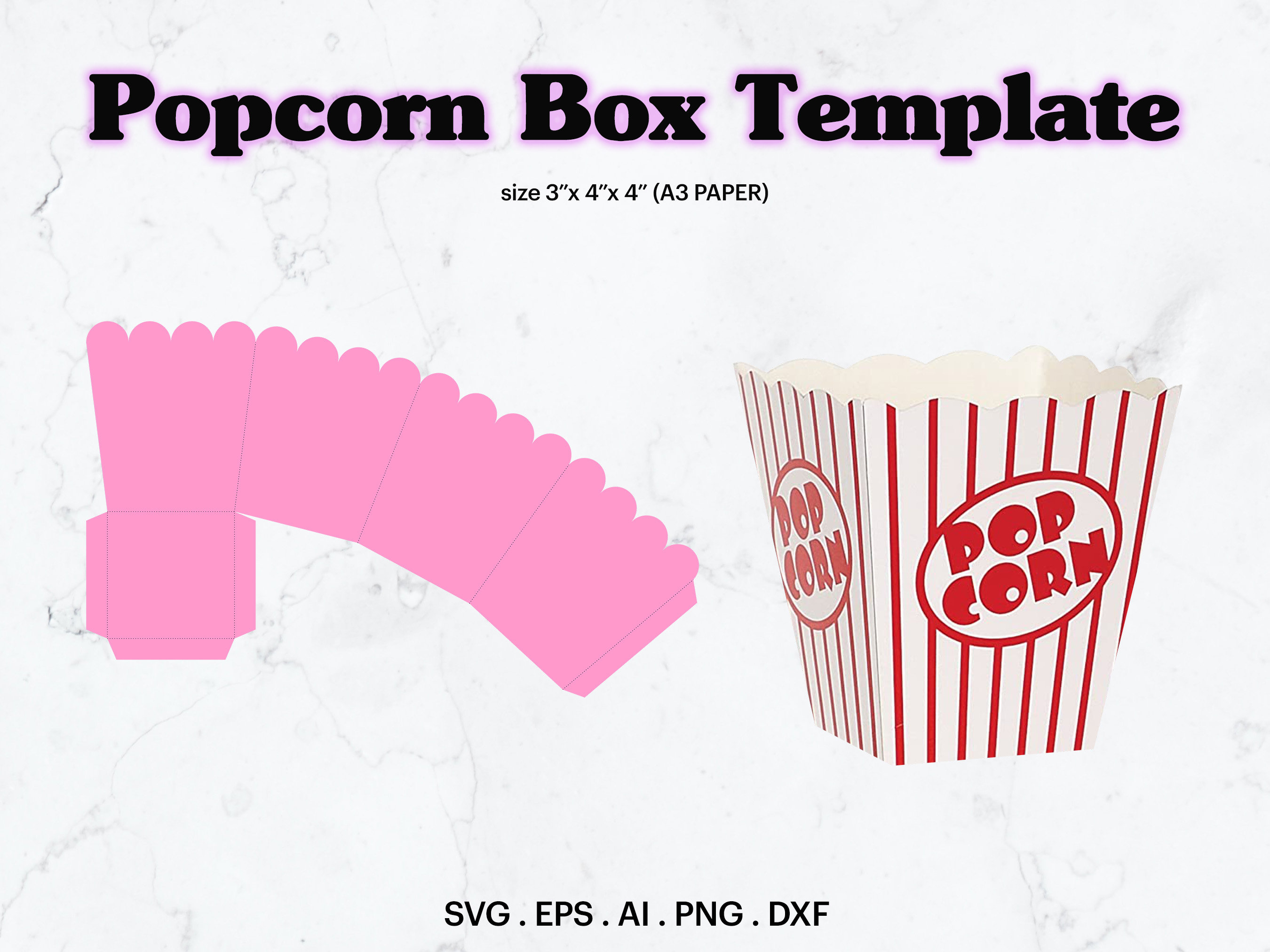 Popcorn Box Template Cricut