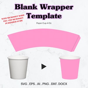 Paper Cup Template SVG, 4 oz Paper Cup Full Wrap Template Seamless, Paper Cup Template, Paper Cup Blank Template, Cricut, Silhouette