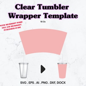 Clear Tumbler Blank Template SVG, Plastic Tumbler 16 oz Full Wrap Template Naadloos, Aanpasbare Tumbler Template, Cricut, Silhouet