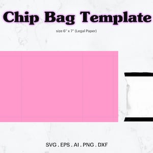 Plantilla en blanco de bolsa de chip SVG (tamaño de papel legal), tamaño de plantilla de bolsa de chip 6" x 7", plantilla en blanco de bolsa, bolsa de chip personalizada, cricut, silueta