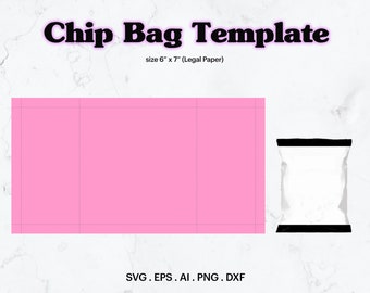 Chip Bag Blank Template SVG (Legal Paper Size), Chip Bag Template Size 6" x 7", Bag Blank Template, Custom Chip Bag, Cricut, Silhouette