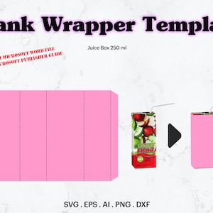 Juice Box Blank Wrapper Template SVG, 250 ml Juice Box Wrapper Template, Juice Box Wrapl Template, Birthday Party Favor, Cricut, Silhouette