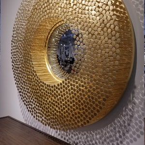 Decorative Gold Mirror, Bubble Mirror, Gold Mirror with Nails, Wall Hanging Mirror, Designer Mirror, Gold Glass Mirror, Wall Decor