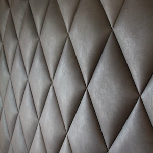 Upholstered Decorative Wall Panels, Diamond Shape Wrapped in Faux Leather, Mid Century Modern Handmade Panels