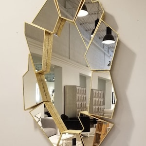 Decorative Mirror, Large Designer Mirror, Gold Mirror, Hand Made Gold Crown Mirror, Large Wall Decor Mirror, Wall Hanging Mirror