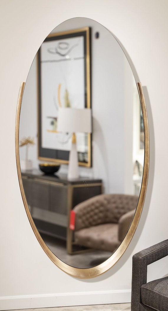 Specchio da parete senza cornice, specchio a forma di uovo, specchio d'oro  di design, specchio fatto a mano, specchio da parete, arredamento  d'interni, arredamento per la casa -  Italia