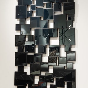 Large Black Mirror, Rectangle Square Mirror, Puzzle Black Mirror, Wall Hanging Black Mirror, Mix of Square Mirror