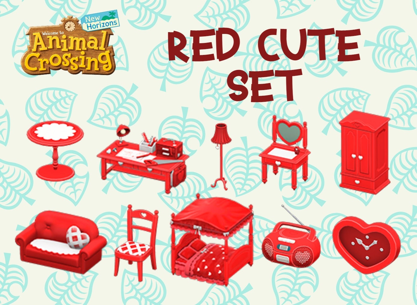 Animal Crossing New Horizons Cute Furniture Set Delivery Etsy