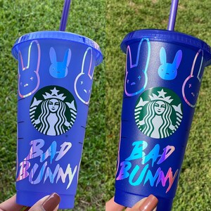 Bad Bunny Cold Cup, Personalized Bad Bunny Cup, Bad Bunny Cup, Bad Bunny Gift, Color Changing Cup, Color Changing Confetti Cup, Cold Cups