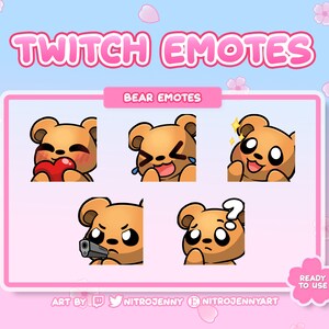 Cute Bear Emotes for Twitch, Discord and Youtube | Kawaii | Stream | Digital