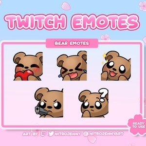 Cute Bear Emotes for Twitch, Discord and Youtube | Kawaii | Stream | Digital