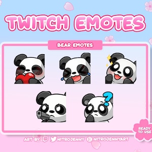 Cute Panda Bear Emotes for Twitch, Discord and Youtube | Kawaii | Stream | Digital