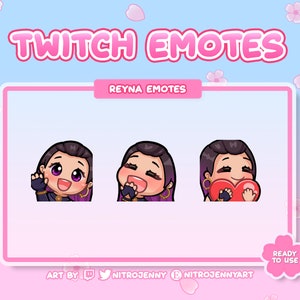 Słodkie emotikony Reyny na Twitch, Discord i Youtube | Valorant | Kawaii | Chibi | Stream | Cyfrowe