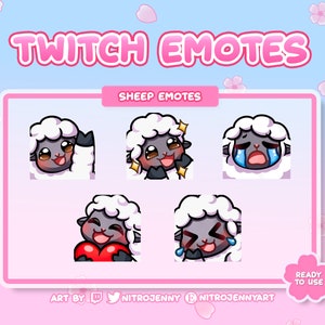 Cute Sheep Emotes for Twitch, Discord and Youtube | Kawaii | Stream | Digital