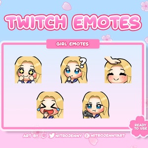 Süßes Chibi Girl Emotes für Twitch, Discord und Youtube | Blonde Haare | Blaue Augen | Stream | Digitale