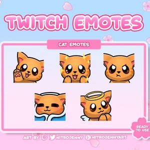 Cute Cat Emotes For Twitch, Discord and Youtube | Kawaii | Digital