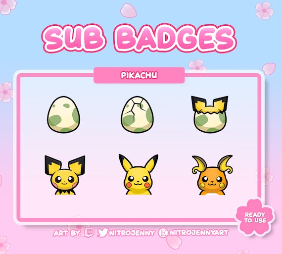 Pikachu Evolution Sub Badges for Twitch | Pokemon | Kawaii | Cute | Digital
