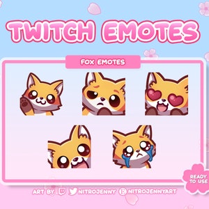 Cute Fox Emotes For Twitch, Discord and Youtube | Kawaii | Digital