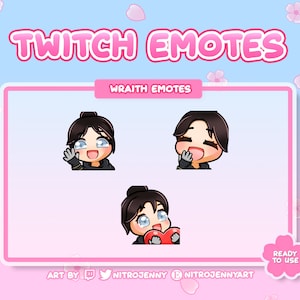 Cute Wraith Emotes for Twitch, Discord and Youtube | Apex | Kawaii | Stream | Digital