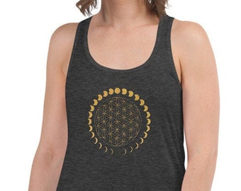 Flowy racerback tank top | Ideal for the gym, Yoga class or pair with jeans for a stylish, casual look | Dark heather grey and gold