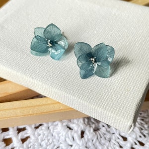 Dried hydrangea earrings, candy colour flowers, Real flowers jewellery