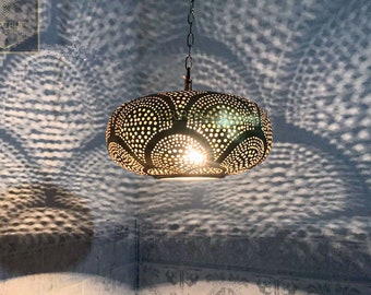 Marokko Deckenleuchte Leuchte - Gehämmertes Messing Dome Pendelleuchte - Marokkanische Lampenschirm Messing Kupfer Hängende Pendelleuchte