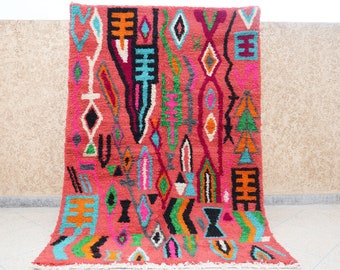 Multicolor Moroccan vintage rug, boho handmade shag rug