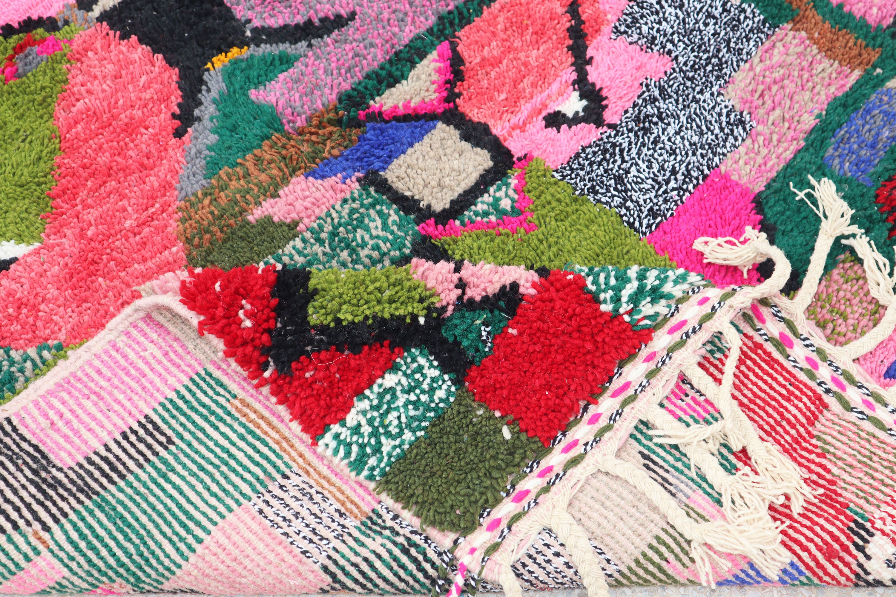 Red Green Blue Vintage Moroccan Rug Bohemian Beni Ourain Shag Etsy