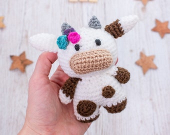 Mini cow amigurumi pattern | Crochet toy cow miniature PDF